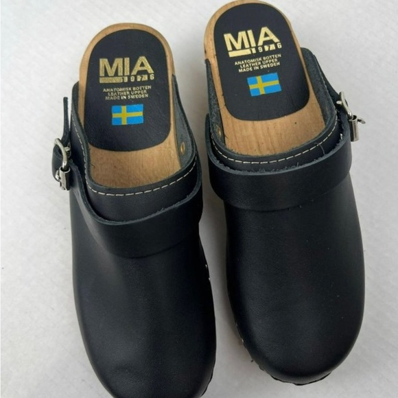 Free People MIA Swedish Alma Clogs Black Leather SZ EU 38 / US 7-7.5 NEW - Picture 3 of 6